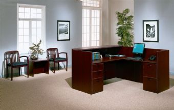 Amber L-Shape Reception Desk (Mahogany) 