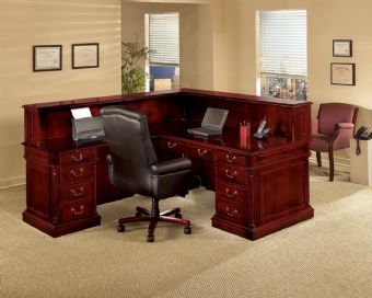 Keswick Collection L-Shape Reception Desk (Cherry)