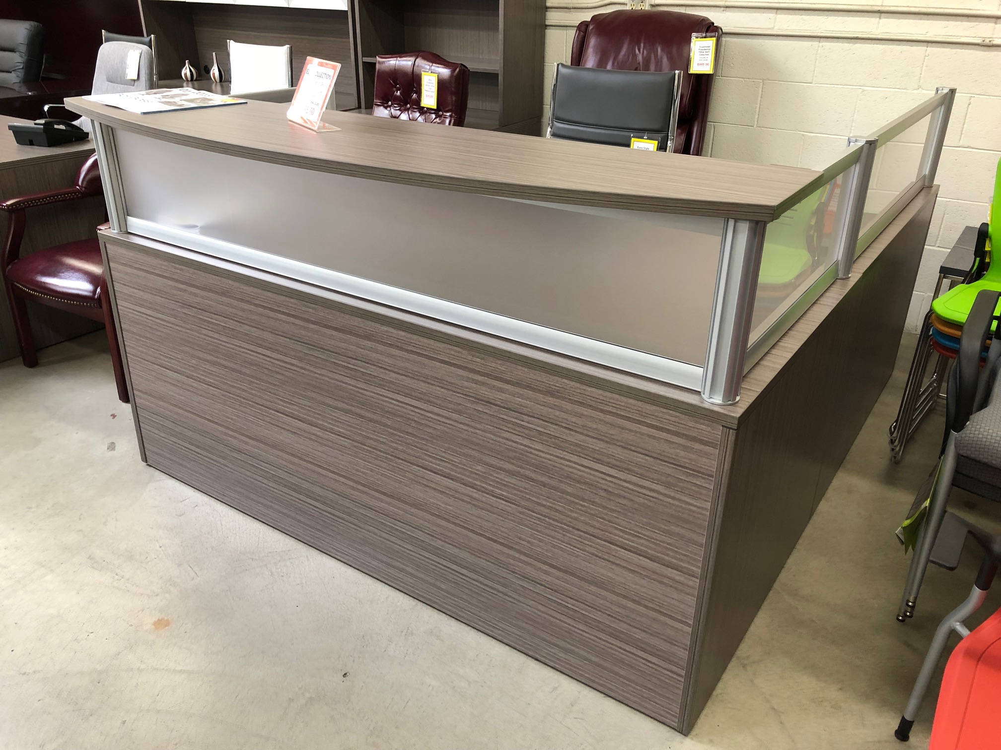 Elite Collection L Shape Reception Desk with Plexiglass Privacy Panels