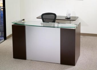 Napa Reception Desk with Metallic Modesty Panel (Java)