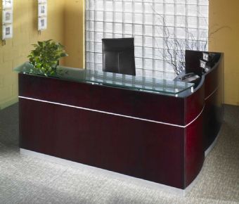 Napoli L-Shape Reception Desk (Mahogany)