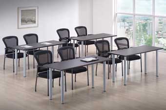 EZ-Linx Conference & Seminar Tables (Espresso Top/Titanium Base)
