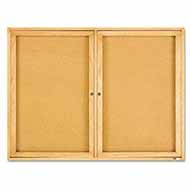 Quartet Two Door Enclosed Cork Board Wood Frame