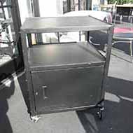 AV Cart with Locking Storge Cabinet (Black)