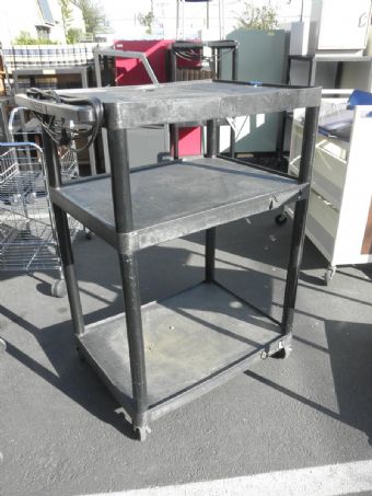 3-Shelf Plastic TV Cart (Black)