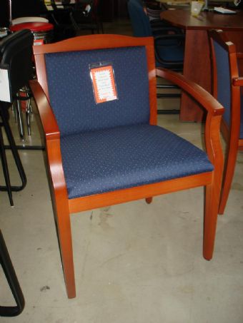 406 Guest Chair (Navy Blue Fabric/Cherry Wood Frame)