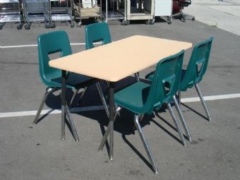 Virco Activity Table with Green Chairs
