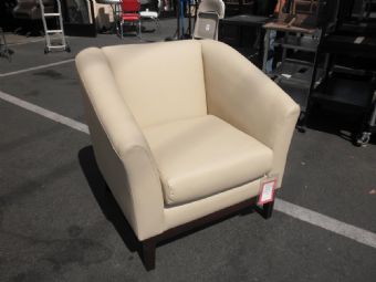 Faustino's Vinyl Club Chair (Beige/Espresso Wood Frame)