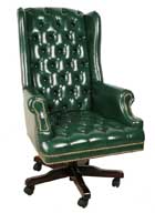 2725 Faustino's Traditional Vinyl Executive High Back Chair (Green/Mahogany)