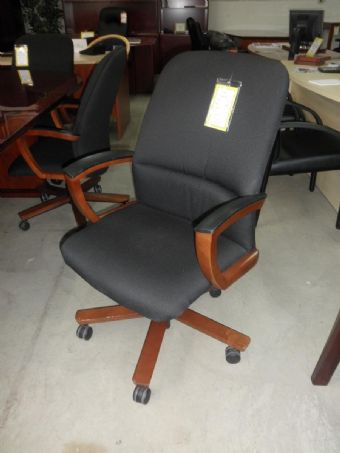 High Back Conference Chairs (Black & Cherry Wood)