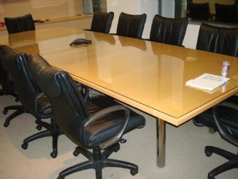 CONFERENCE TABLE 60X168 MAPLE TOP WITH GLASS