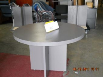 Round Conference Table with X Base (Light Grey)
