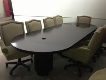 48x120 Conference Table with Cylinder Bases (Dark Mahogany)