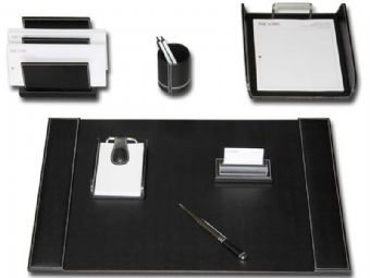 Dacasso Eco-Friendly Black Leather Desk Set D804