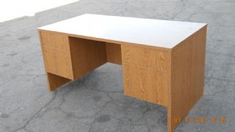 Double Ped Desk (Medium Oak)