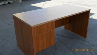 Single Pedestal 30x60 Desk (Butternut Top/Oil Cherry Base)