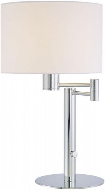 LS-21606CWHT Lite Source Gervasio Modern Swing Arm Fluorescent Table Lamp (White/Silver)