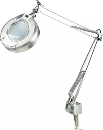 LSM 180PS Lite Source Desk Lamp with 3 Diopter Magnifier Shades (Polished Steel)