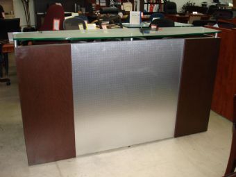 Office Star Napa Series Reception Desk (Espresso with Silver Modesty Panel)