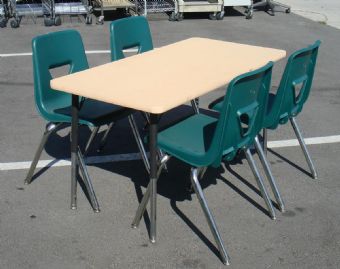Virco Activity Table & Chairs (Maple/Forest Green Plastic)