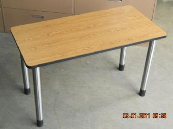 PC Palma Oak Table Top 24x48 Black Edge on Chrome Legs
