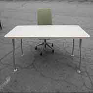 Utility Table Steelcase 30X72 Maple Top Silver Leg