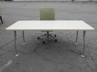 Utility Table Steelcase 30X72 Maple Top Silver Leg
