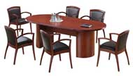 Cherry Racetrack Conference Table with Cherry Guest Chairs 