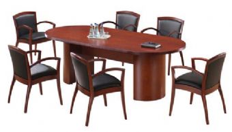 Cherry Racetrack Conference Table with Cherry Guest Chairs 