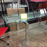 Shelly Glass Table with Chrome Legs