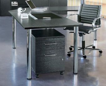 Sleek Black Table with Chrome Legs JPG
