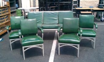 Vintage Large Tanker Side Chair (Dark Green/Brushed Silver)