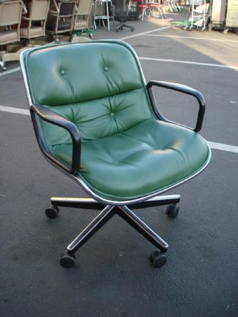 Knoll Pollock Chair (Green Leather) 
