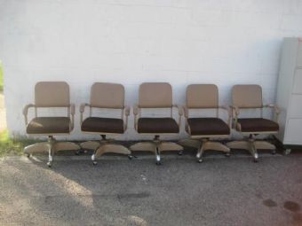 Vintage Desk Chairs with Fabric Seats (Beige/Chocolate Brown)