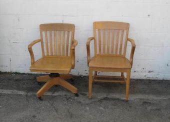 Vintage Wooden Desk & Guest Chair 