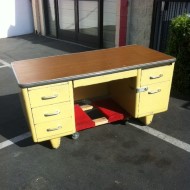 VintageTanker Desk in Yellow with Cherry Top