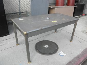 Vintage Four Leg Tanker Table with Handcuff Ring 