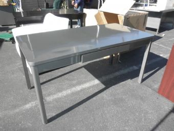 Vintage Four Leg Tanker Table with Center Drawer 