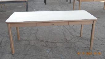 Vintage Four Leg Tanker Table in Beige