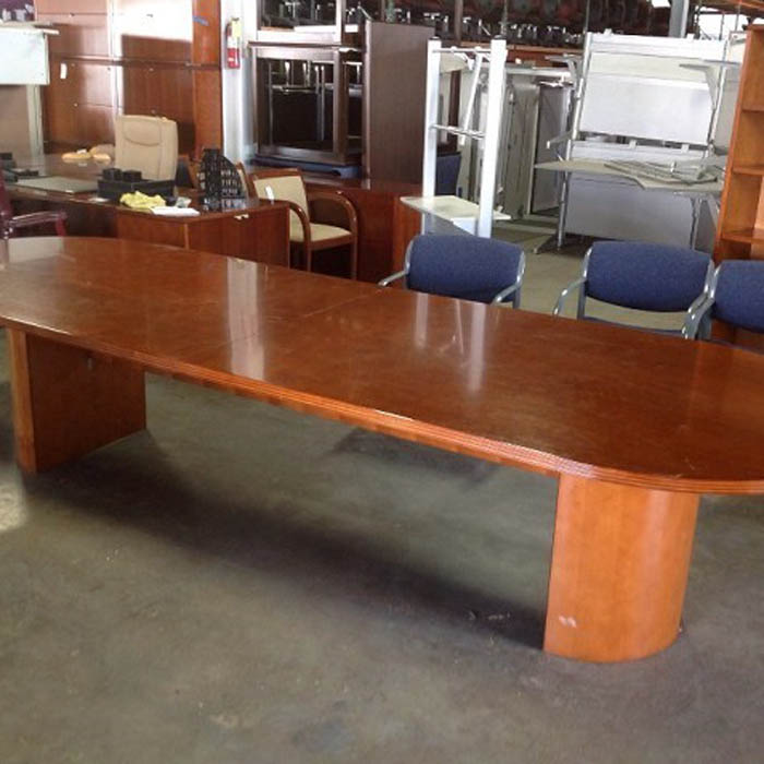 12ft Jade Collection Wood Veneer Racetrack Conference Table (Cherry)