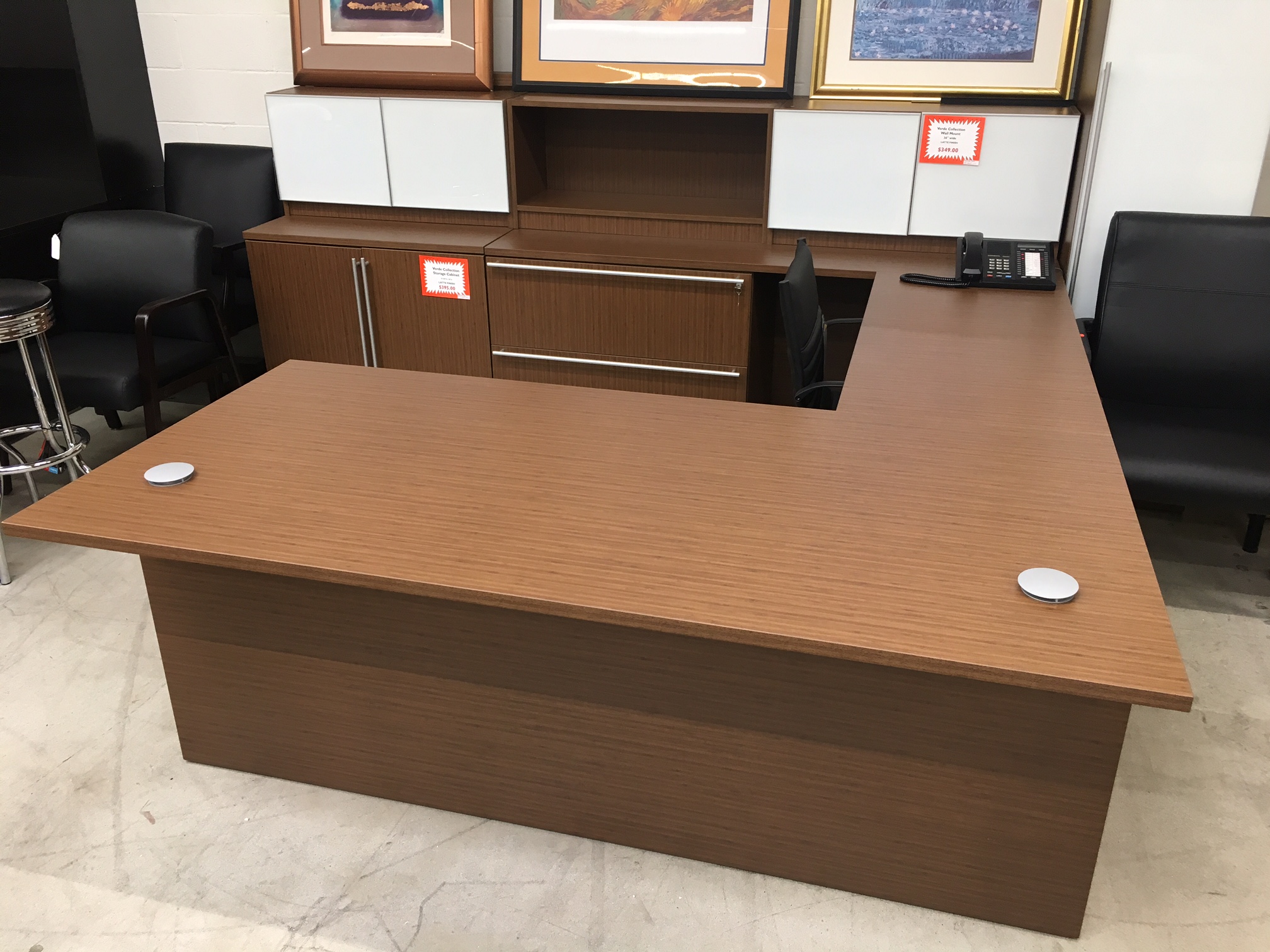 L-Shape Workstation with Credenza #7378
